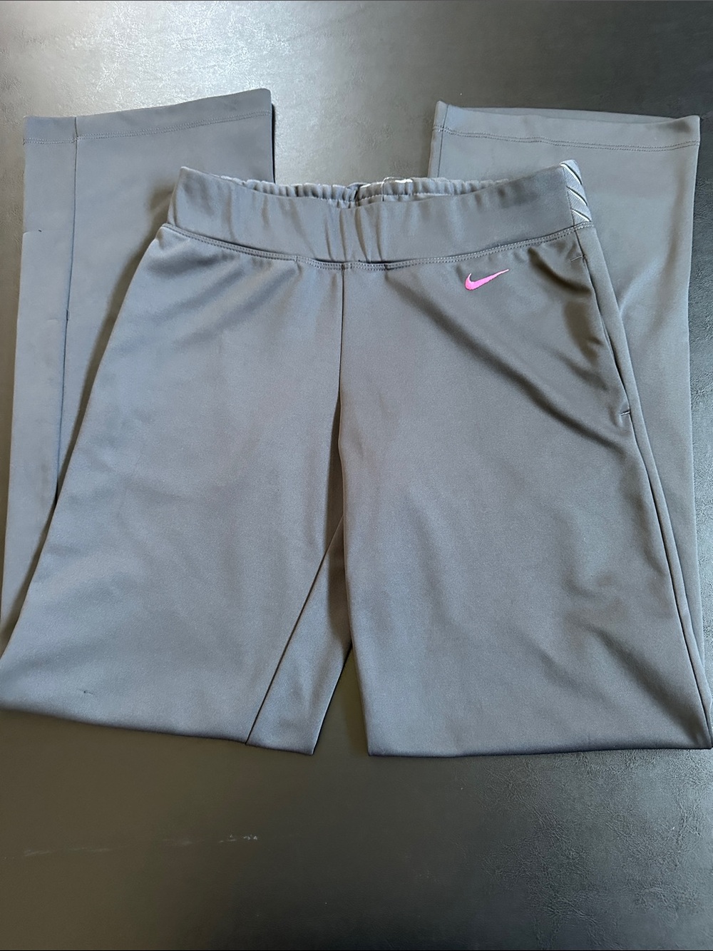 Nike Gray Track Pants with Pink Swoosh